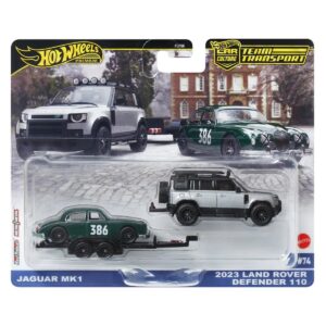 HOT WHEELS Premium Team Transport Jaguar MK1 & 2023 Land Rover Defender 110