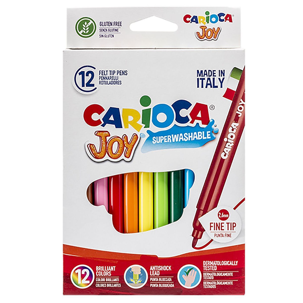 Carioca Joy Μαρκαδόροι Ζωγραφικής 2.8mm Λεπτοί, Πλενόμενοι Σετ 12 χρώματα